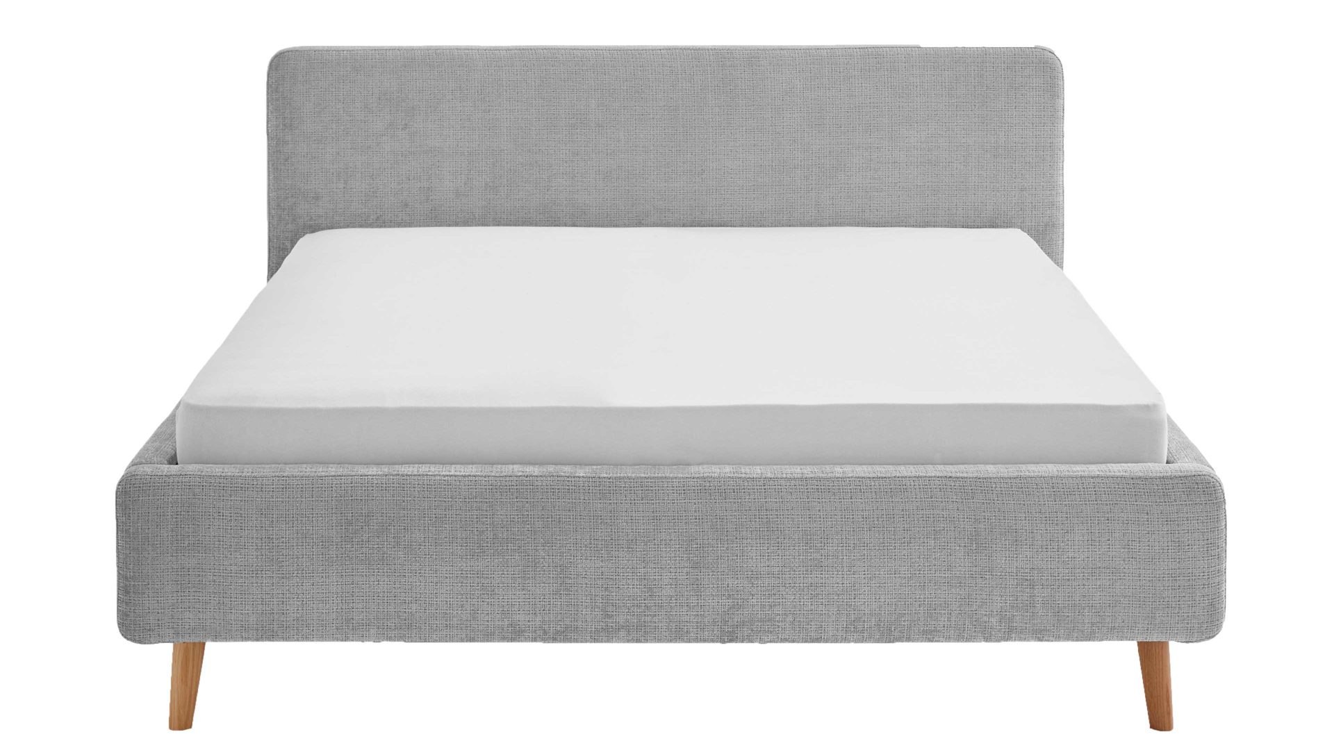Bettgestell Meise.möbel aus Stoff in Grau Polsterbettgestell Mattis mit Bettkasten grauer Chenille Bezug Yunus 20 & Holzfüße - Liegefläche ca. 180 x 200 cm