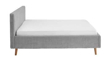 Bettgestell Meise.möbel aus Stoff in Grau Polsterbettgestell Mattis mit Bettkasten grauer Chenille Bezug Yunus 20 & Holzfüße - Liegefläche ca. 160 x 200 cm