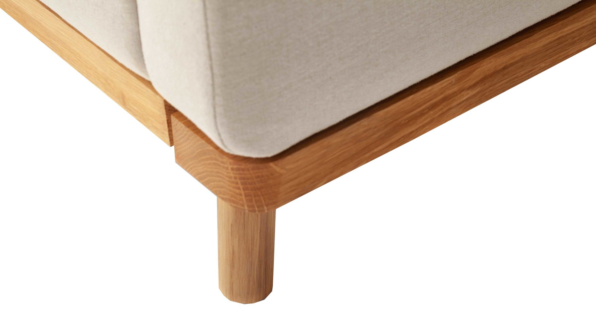 Polsterbett Meise.möbel aus Stoff in Beige Polsterbettgestell Mila mit Bettkasten und Holzrahmen, glattes Kopfteil beiger Flachgewebe-Bezug Capri 3723 - Liegefläche ca. 180 x 200 cm