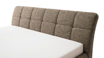 Polsterbett Meise.möbel aus Stoff in Braun Polsterbettgestell Mila mit Bettkasten und Holzrahmen, gestepptes Kopfteil brauner Struktur Bezug Building 801 - Liegefläche ca. 180 x 200 cm