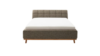 Polsterbett Meise.möbel aus Stoff in Braun Polsterbettgestell Mila mit Bettkasten und Holzrahmen, gestepptes Kopfteil brauner Struktur Bezug Building 801 - Liegefläche ca. 180 x 200 cm