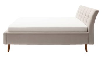 Polsterbett Meise.möbel aus Stoff in Beige Polsterbettgestell Mila mit Bettkasten, gestepptes Kopfteil beiger Flachgewebe-Bezug Capri 3723 - Liegefläche ca. 180 x 200 cm