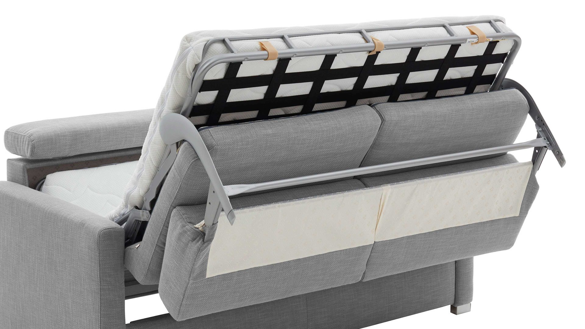 Schlafsofa comfortmaster besser sitzen, liegen, leben aus Stoff in Grau Comfortmaster Schlafsofa Maverick grauer Stoffbezug 55-6533 & Chromfüße - Breite ca. 160 cm