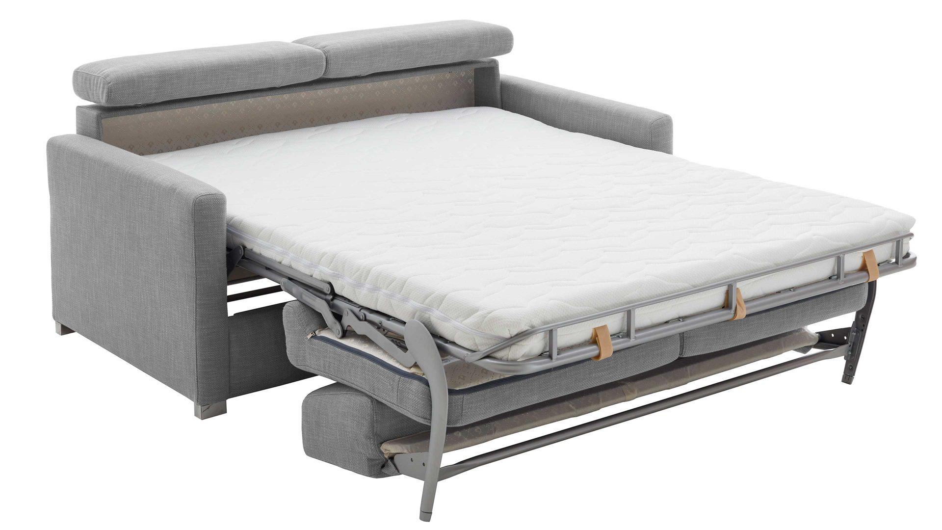 Schlafsofa comfortmaster besser sitzen, liegen, leben aus Stoff in Grau Comfortmaster Schlafsofa Maverick grauer Stoffbezug 55-6533 & Chromfüße - Breite ca. 160 cm