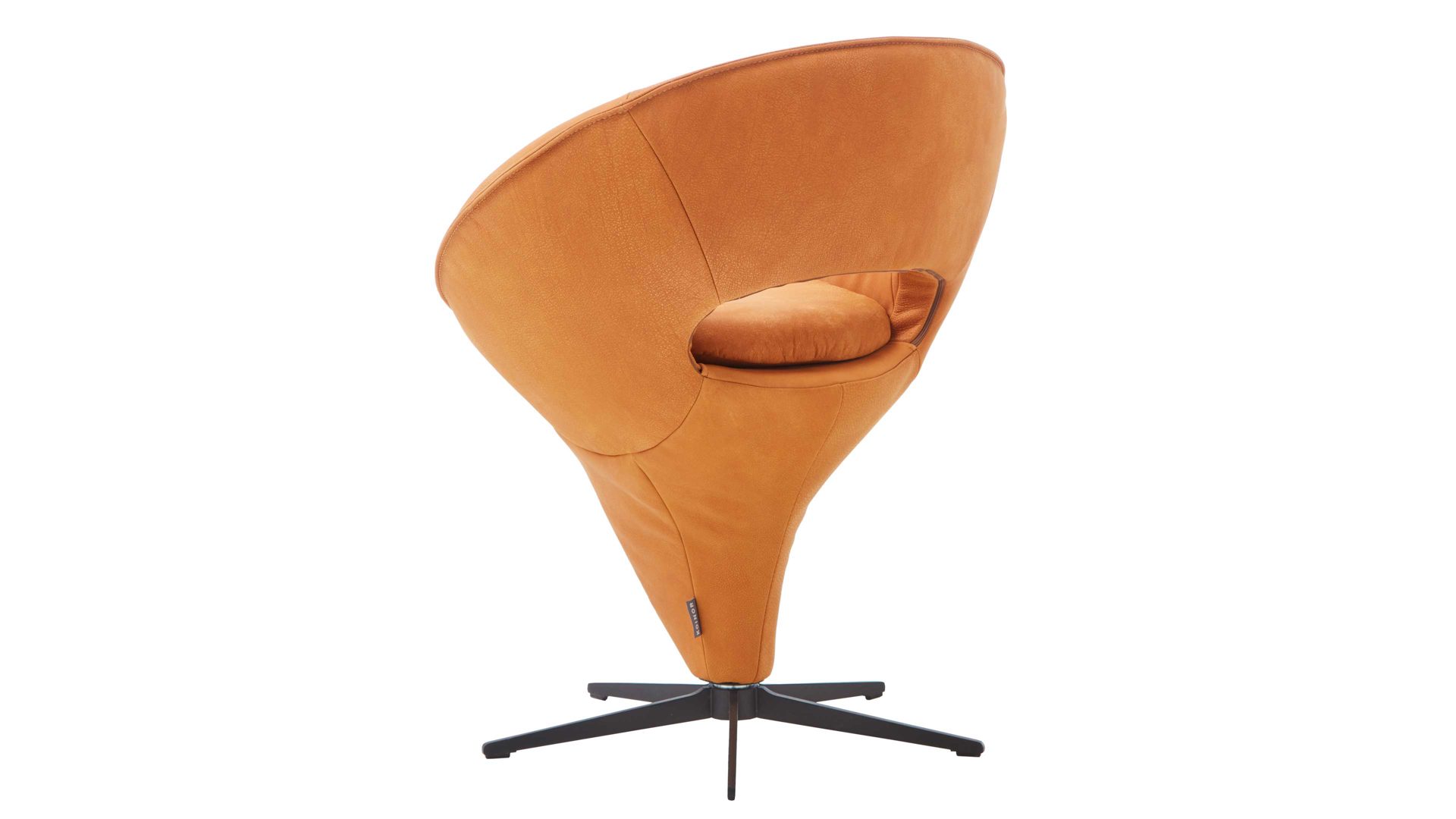 Polsterstuhl Koinor aus Leder in Orange KOINOR Dreh-Polsterstuhl sonnenfarbenes Leder India & mattschwarzes Fußkreuz