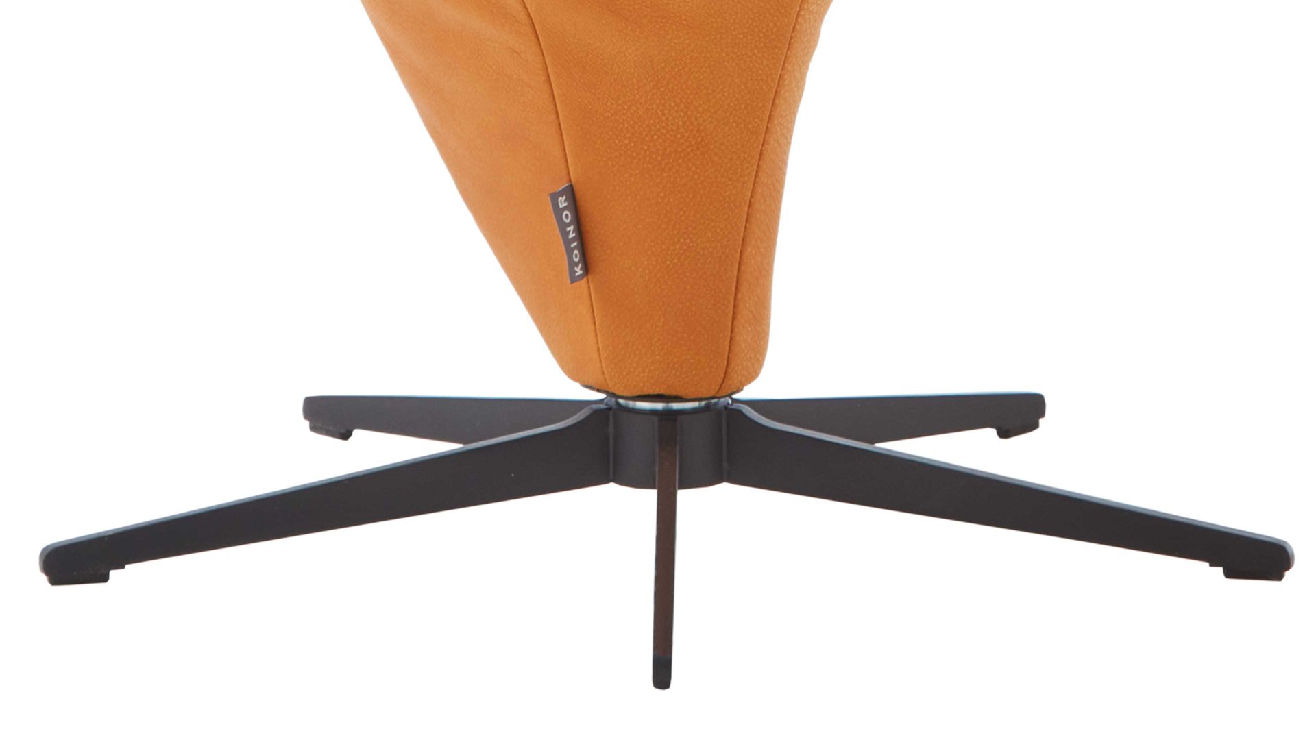 Polsterstuhl Koinor aus Leder in Orange KOINOR Dreh-Polsterstuhl sonnenfarbenes Leder India & mattschwarzes Fußkreuz