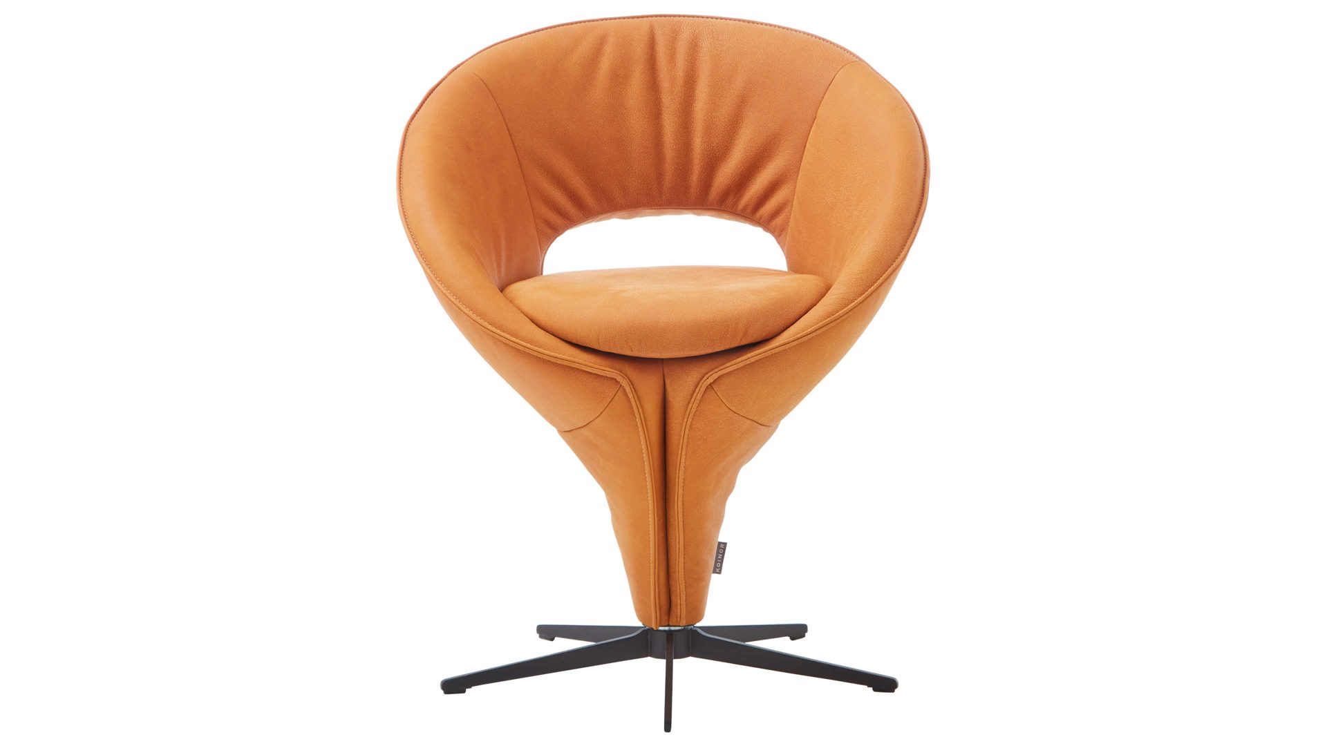 Polsterstuhl Koinor aus Leder in Orange KOINOR Dreh-Polsterstuhl sonnenfarbenes Leder India & mattschwarzes Fußkreuz