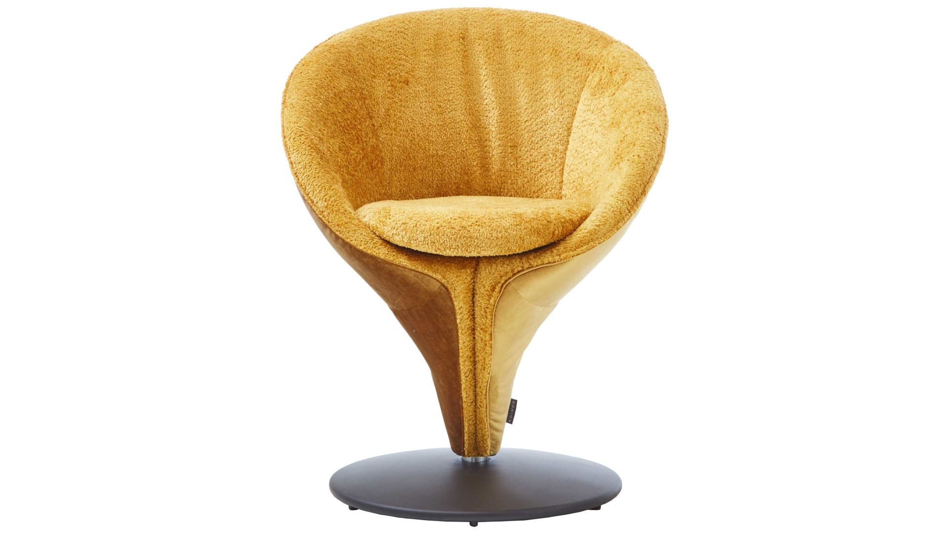 Polsterstuhl Koinor aus Stoff in Gelb KOINOR Dreh-Polsterstuhl goldfarbene Bezugkombination Space 33 & Universe 32, mattschwarzer Tellerfuß