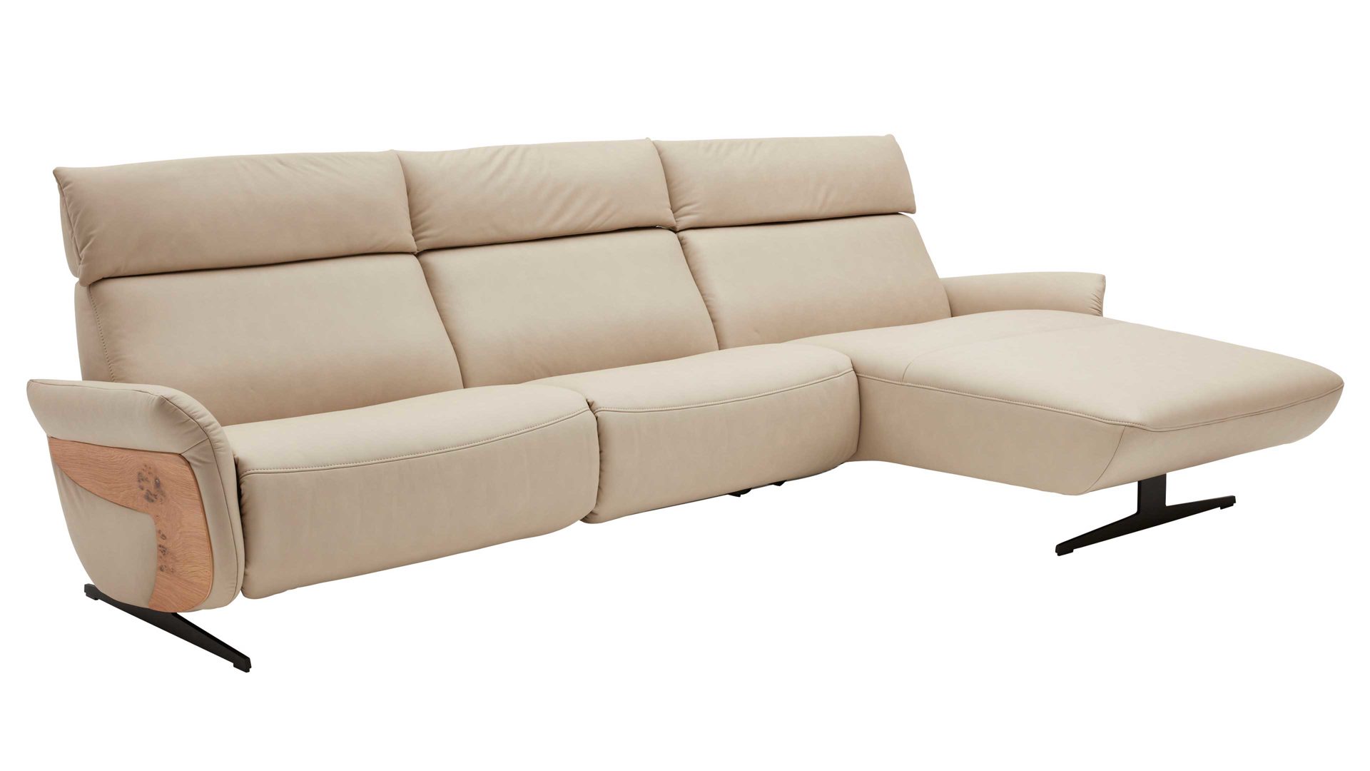 Ecksofa comfortmaster besser sitzen, liegen, leben aus Leder in Weiß Comfortmaster 4160 - Relax-Wohnlandschaft mit Funktionen klifffarbenes LongLife-Leder – Stellfläche ca. 305 x 166 cm