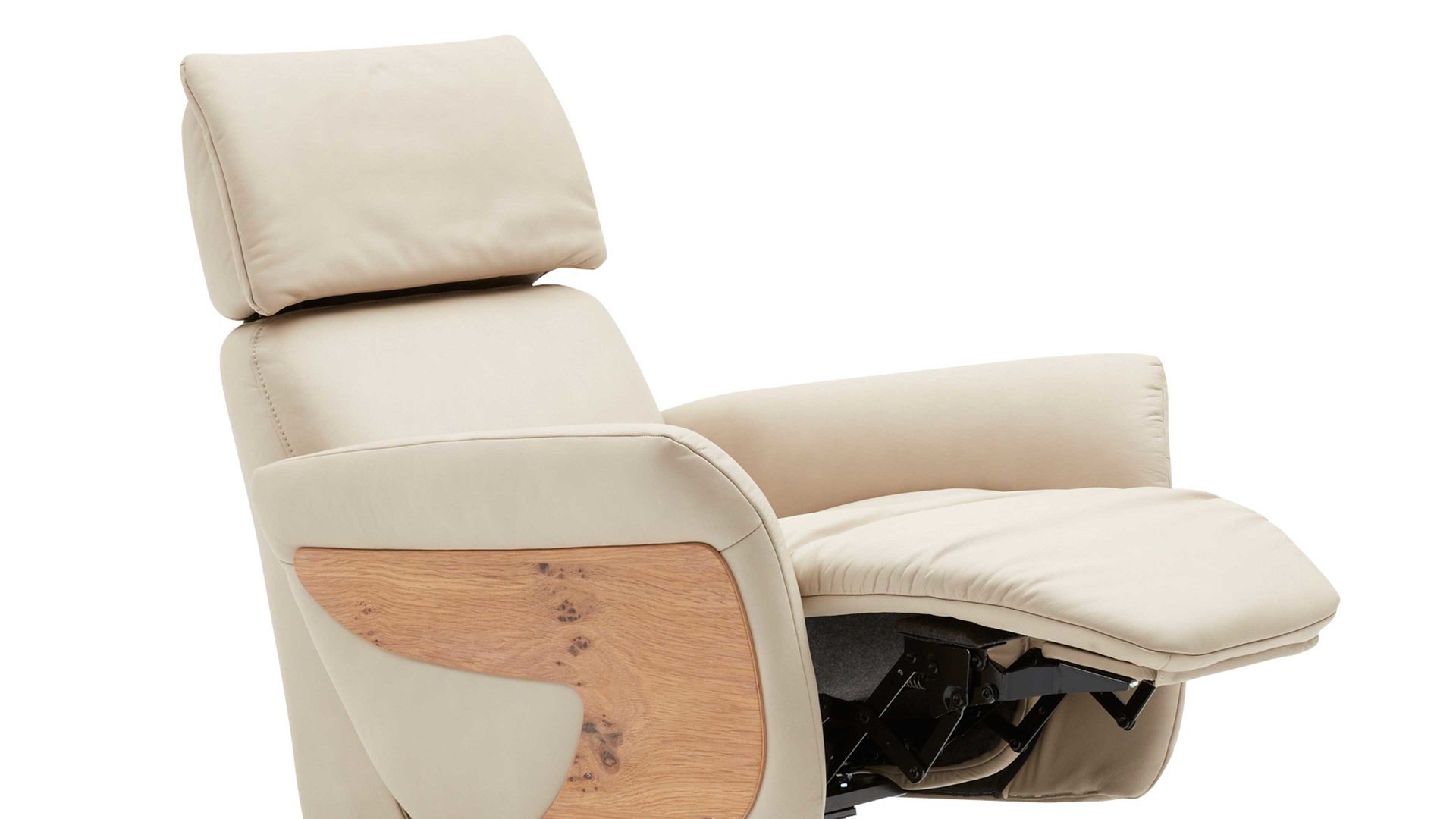 Relaxsessel comfortmaster besser sitzen, liegen, leben aus Leder in Weiß Comfortmaster 7151 - Relaxsessel 36V44 manuell - klifffarbenes LongLife-Leder LG 24 & anthrazitfarbener Sternfuß