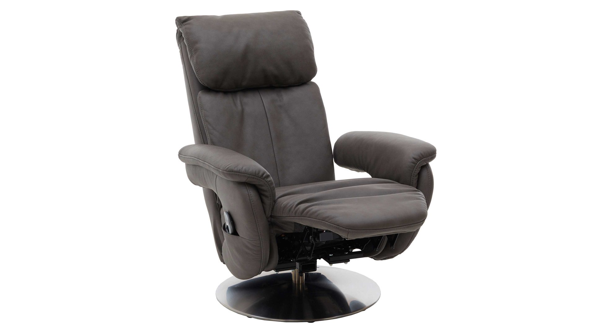 Relaxsessel comfortmaster besser sitzen, liegen, leben aus Leder in Dunkelgrau Comfortmaster 7944 - Relaxsessel mit Massagefunktion canyonfarbenes LongLife-Leder LG 18 & Tellerfuß