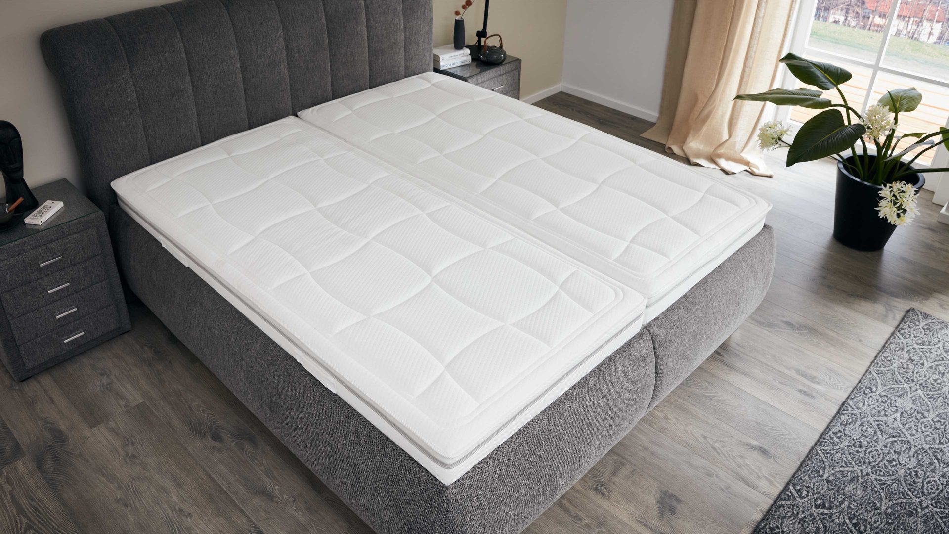 Polsterbett comfortmaster besser sitzen, liegen, leben aus Stoff in Grau Comfortmaster Messina - Polsterbett graue Mikrofaser Brego 321100 – Liegefläche ca. 180 x 200 cm