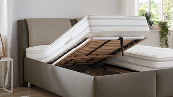 Polsterbett comfortmaster besser sitzen, liegen, leben aus Stoff in Grün Comfortmaster Tara 2.0 - Polsterbett khakifarbenes Flachgewebe 281400 – Liegefläche ca. 180 x 200 cm