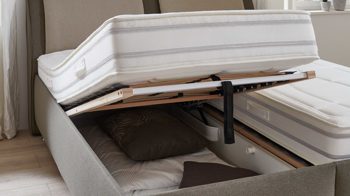 Polsterbett comfortmaster besser sitzen, liegen, leben aus Stoff in Grün Comfortmaster Tara 2.0 - Polsterbett khakifarbenes Flachgewebe 281400 – Liegefläche ca. 180 x 200 cm