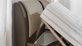 Polsterbett comfortmaster besser sitzen, liegen, leben aus Stoff in Grün Comfortmaster Tara 2.0 - Polsterbett khakifarbenes Flachgewebe 281400 – Liegefläche ca. 180 x 200 cm