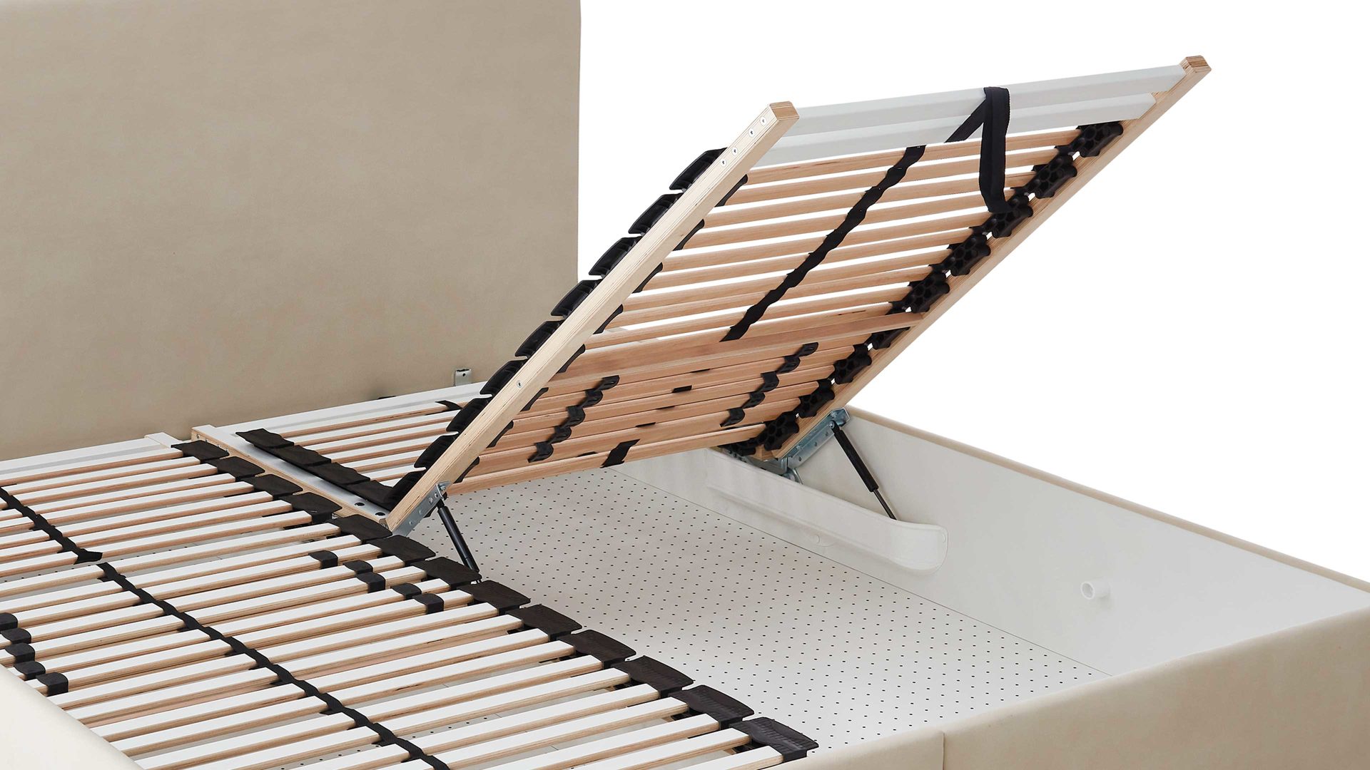 Polsterbett comfortmaster besser sitzen, liegen, leben aus Stoff in Beige Comfortmaster Dreamplace 2.0 - Polsterbett 0300 naturfarbene Mikrofaser Felina 532000 – Liegefläche ca. 180 x 200 cm