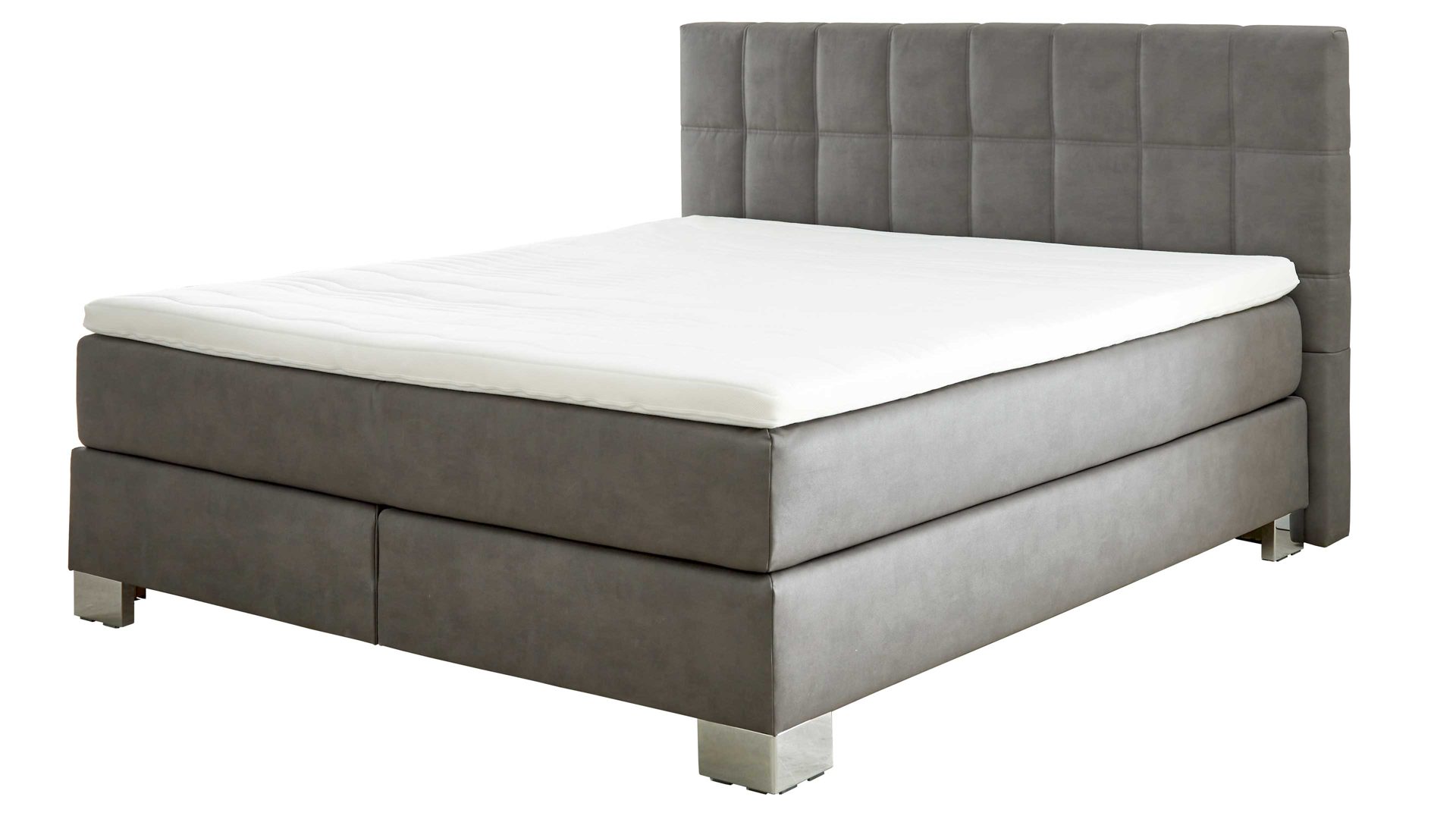 Boxspringbett comfortmaster besser sitzen, liegen, leben aus Stoff in Dunkelgrau Comfortmaster Dreamplace 2.0 - Boxspringbett 0394L schieferfarbene Mikrofaser Galero 640009 – Liegefläche ca. 180 x 200 cm