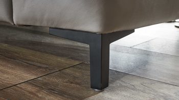 Polsterhocker modulmaster aus Leder in Hellgrau Modulmaster MM-PN1161 - XXL-Hocker alufarbenes LongLifeLeder Vivre & schwarze Winkelfüße - ca. 130 x 65 cm