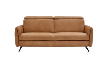 Zweisitzer Steinpol polsteria aus Leder in Hellbraun Polsterprogramm Trapani - Zweisitzer honigfarbenes Leder & schwarze Metallkufe - Breite ca. 210 cm