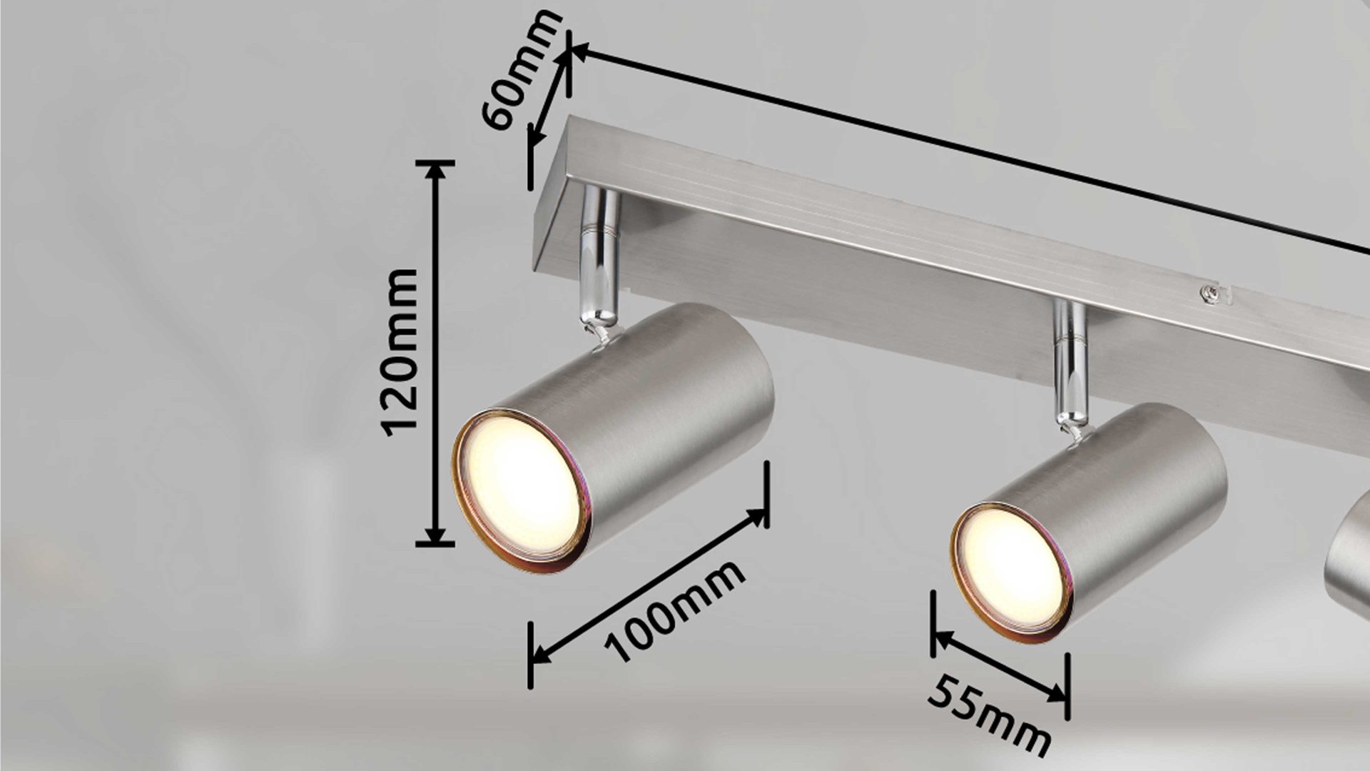 Strahler / Spot Globo lighting aus Metall in Nickel GLOBO Strahler Robby Nickel matt - zwei Spots, Länge ca. 26 cm