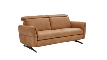 Zweisitzer Steinpol polsteria aus Leder in Hellbraun Polsterprogramm Trapani - Zweisitzer honigfarbenes Leder & schwarze Metallkufe - Breite ca. 186 cm