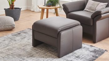 Polsterhocker COMFORT SMART aus Leder in Dunkelbraun COMFORT SMART Primus 2.0 - Polsterhocker moccafarbenes Leder Soft-Line – ca. 70 x 60 cm