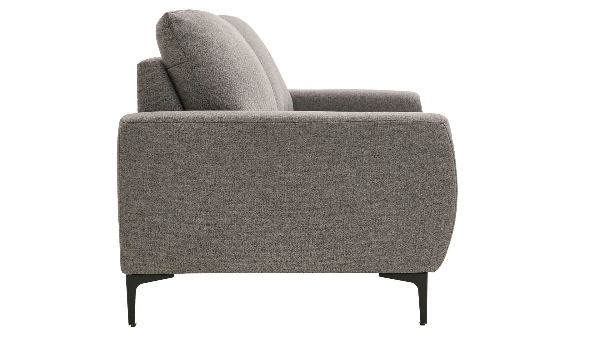 2,5-Sitzer COMFORT SMART aus Stoff in Grau COMFORT SMART Cadira - zweiteiliger 2,5-Sitzer graues Flachgewebe Mono & schwarze Winkelfüße - Länge ca. 196 cm