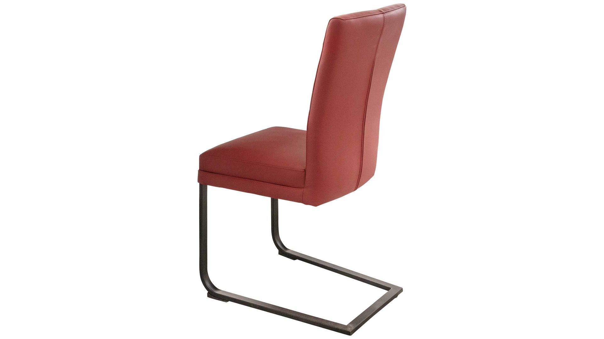 Schwingstuhl laVie aus Leder in Rot laVie Schwingstuhl bzw. Freischwinger Color-Line rubinrotes Leder Napoli 993 & gebürsteter Edelstahl