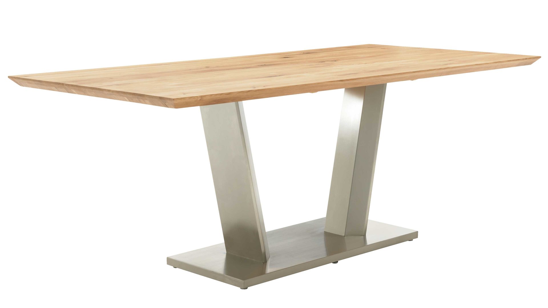 Esstisch Interliving aus Holz in Holzfarben Interliving Esszimmer Serie 5104 – Esstisch helle Wildeiche & Edelstahl - ca. 200 x 100 cm