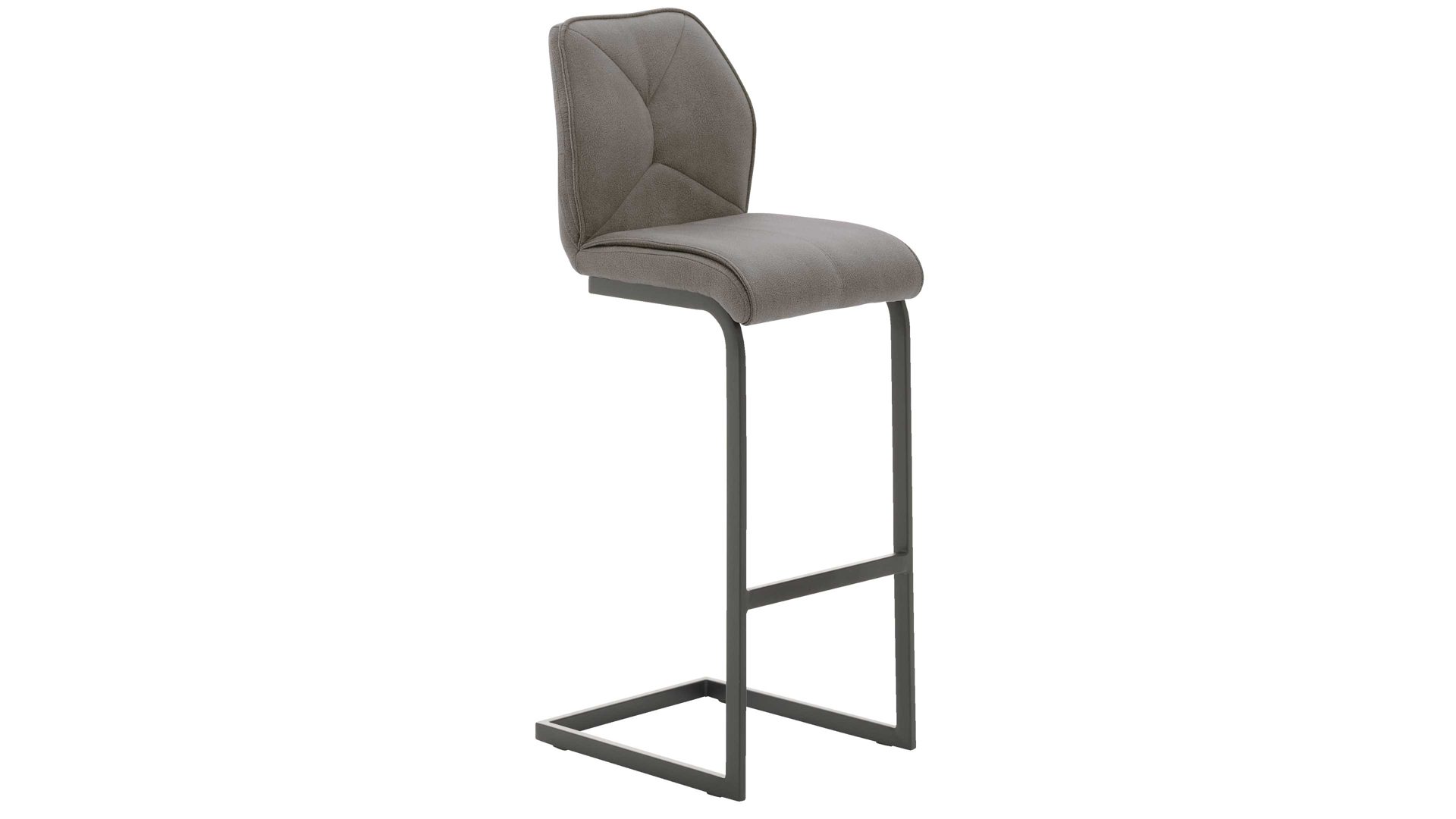 Barstuhl Interliving aus Kunstfaser in Dunkelgrau Interliving Esszimmer Serie 5104 – Barstuhl BL57 dunkelgraue Mikrofaser Onyx & mattschwarzes Vierkantrohr