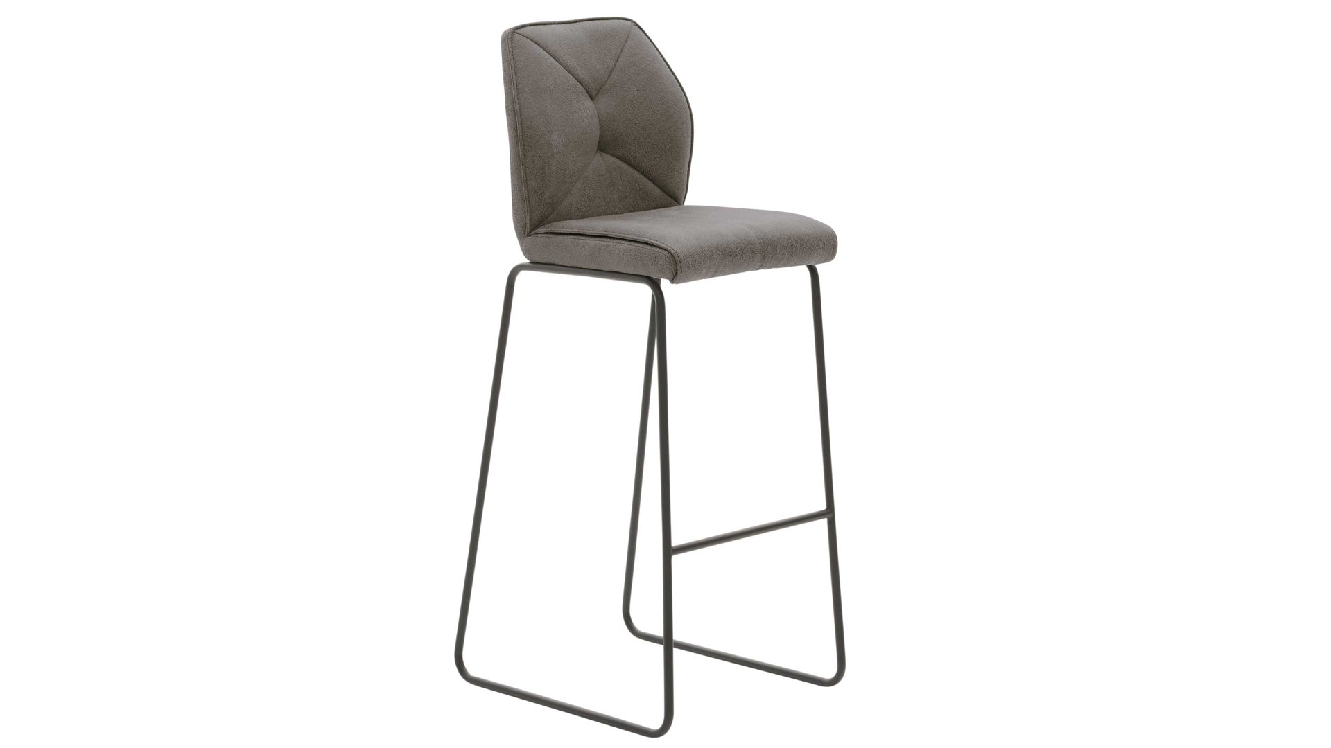 Barstuhl Interliving aus Kunstfaser in Dunkelgrau Interliving Esszimmer Serie 5104 – Barstuhl BL61 dunkelgraue Mikrofaser Onyx & mattschwarzes Rundrohr