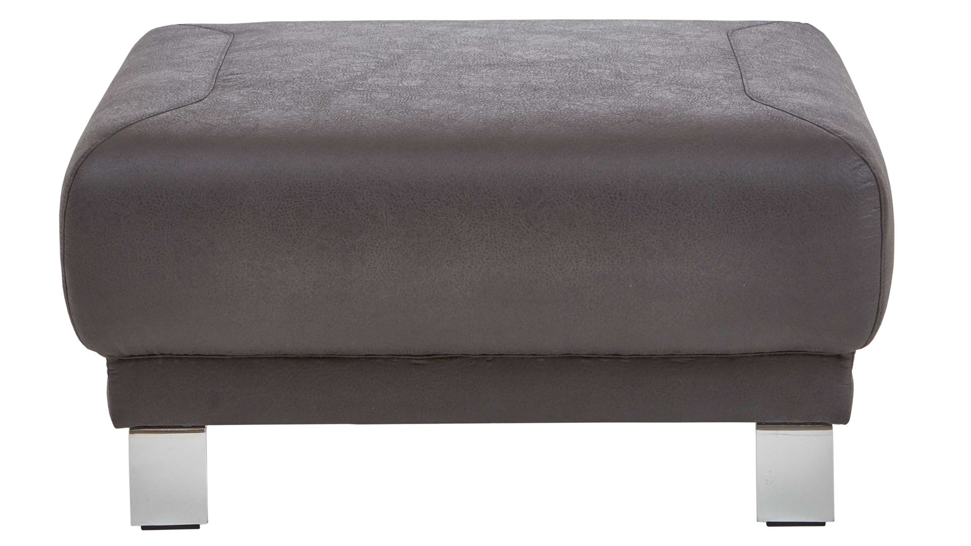 Polsterhocker Dietsch. aus Stoff in Anthrazit Polsterprogramm Tiamo - Polsterhocker anthrazitfarbener Bezug Büffel & Metallfüße 4.31 - ca. 95 x 65 cm