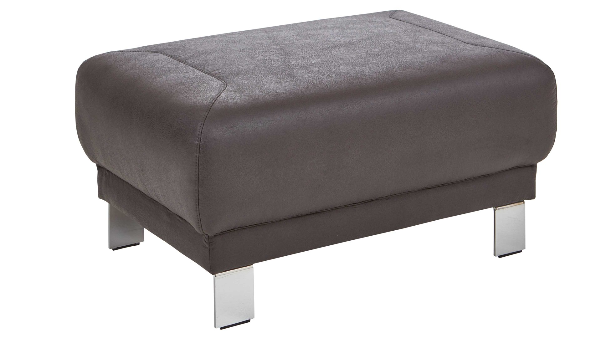 Polsterhocker Dietsch. aus Stoff in Anthrazit Polsterprogramm Tiamo - Polsterhocker anthrazitfarbener Bezug Büffel & Metallfüße 4.31 - ca. 95 x 65 cm