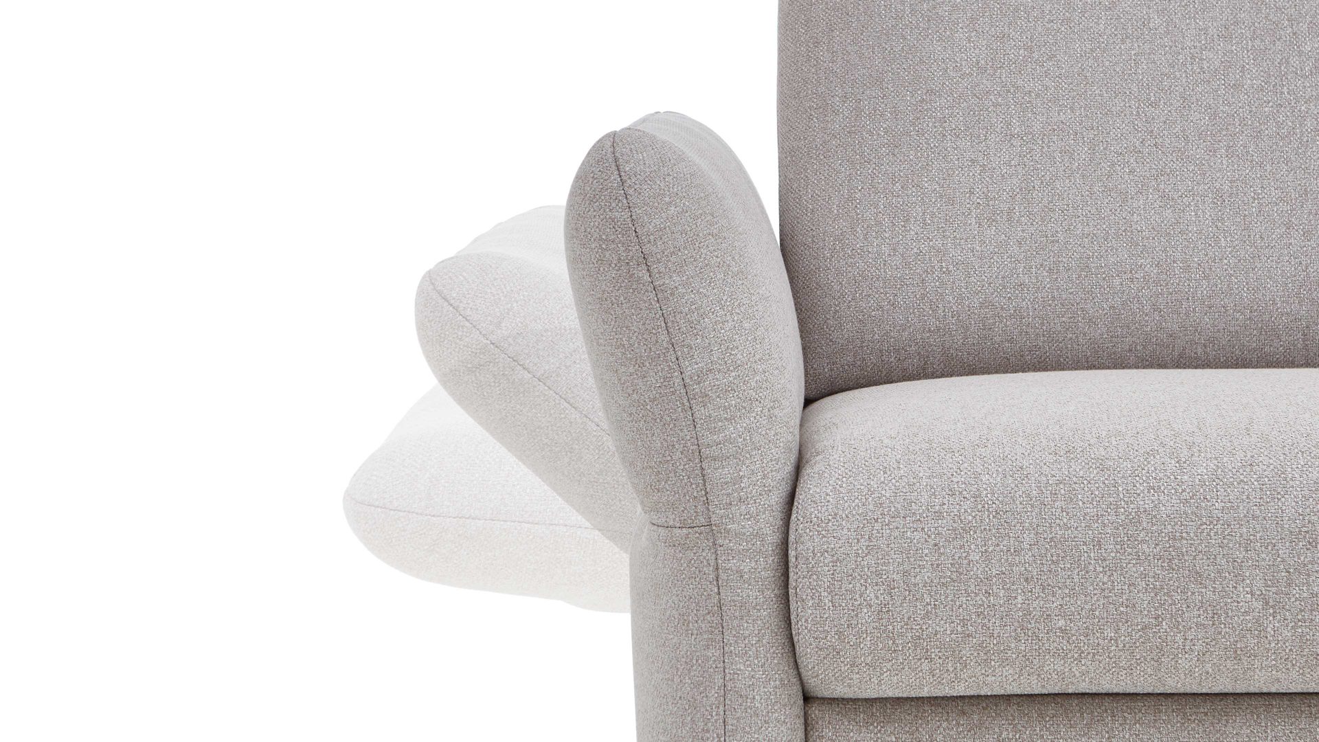 Ecksofa Dietsch. aus Stoff in Hellgrau Polsterprogramm Tiamo Plus - Ecksofa mit Extras silberfarbener Bezug Chrono & Metallfüße 4.28 - Stellfläche ca. 270 x 210 cm