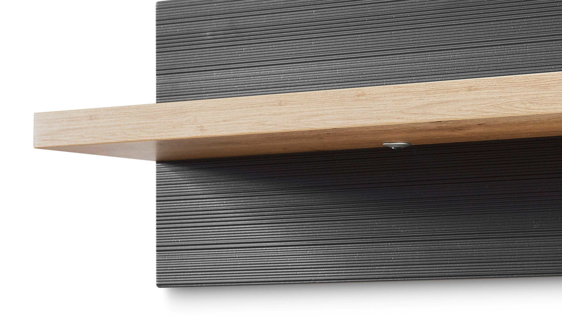 Wandregal Ideal möbel aus Holz in Dunkelgrau Wandregal Manhattan Grau & Eiche Artisan – Länge ca. 133 cm