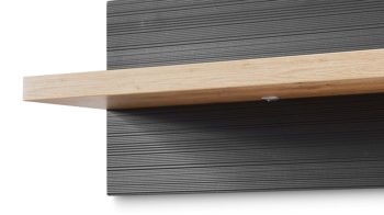 Wandregal Ideal möbel aus Holz in Dunkelgrau Wandregal Manhattan Grau & Eiche Artisan – Länge ca. 200 cm