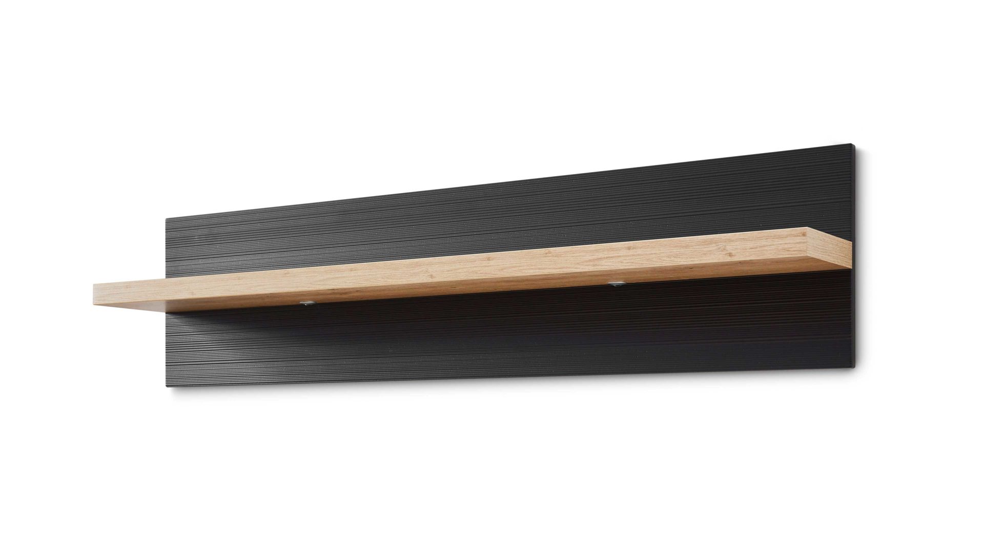 Wandregal Ideal möbel aus Holz in Dunkelgrau Wandregal Manhattan Grau & Eiche Artisan – Länge ca. 133 cm