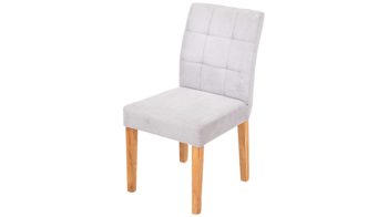 Polsterstuhl KAWOO aus Stoff in Hellgrau KAWOO Polsterstuhl grauer Bezug Towel 2830 & Eichegestell