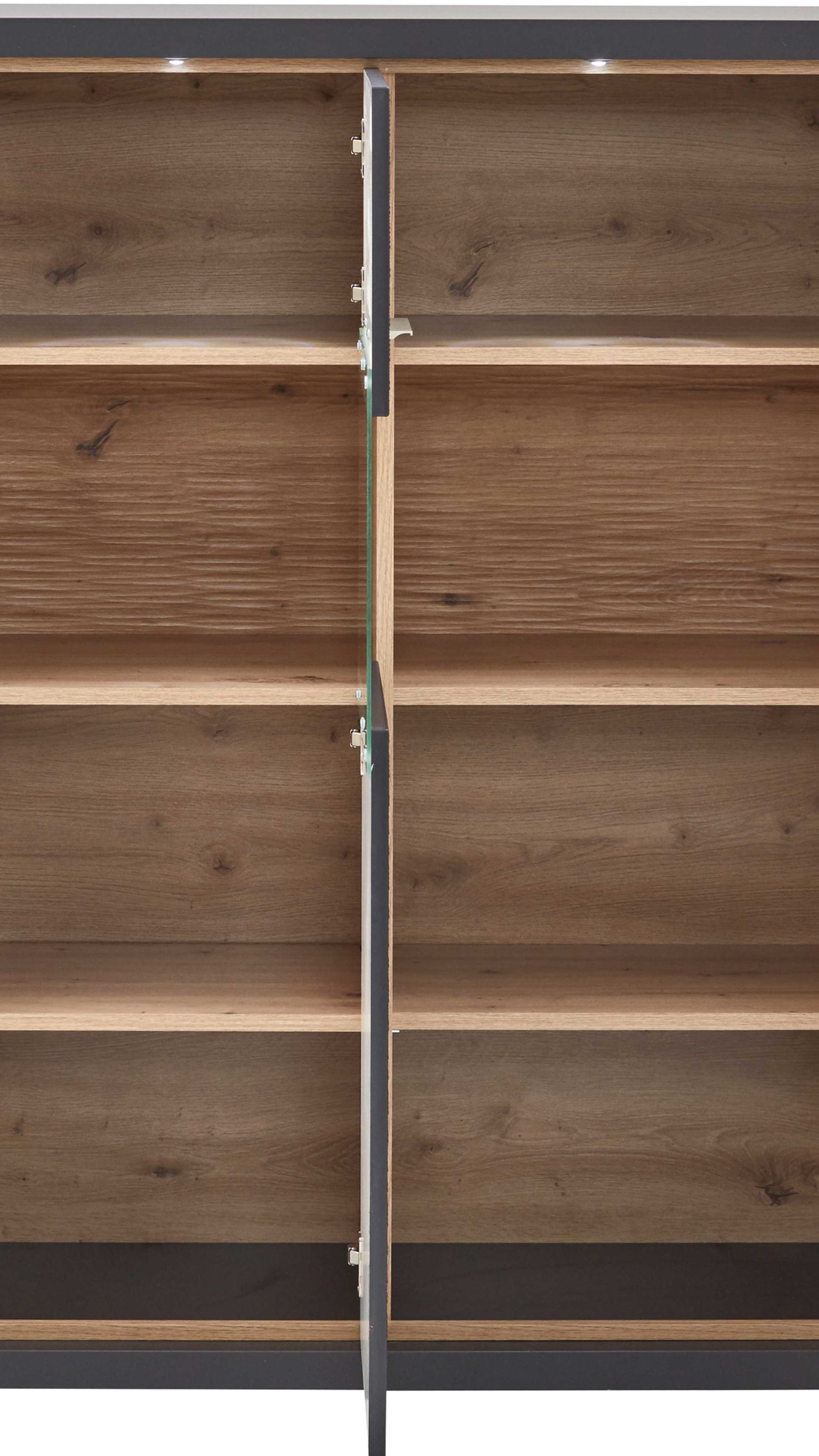 Highboard Ideal möbel aus Holz in Dunkelgrau Highboard Manhattan Grau & Eiche Artisan  – drei Türen