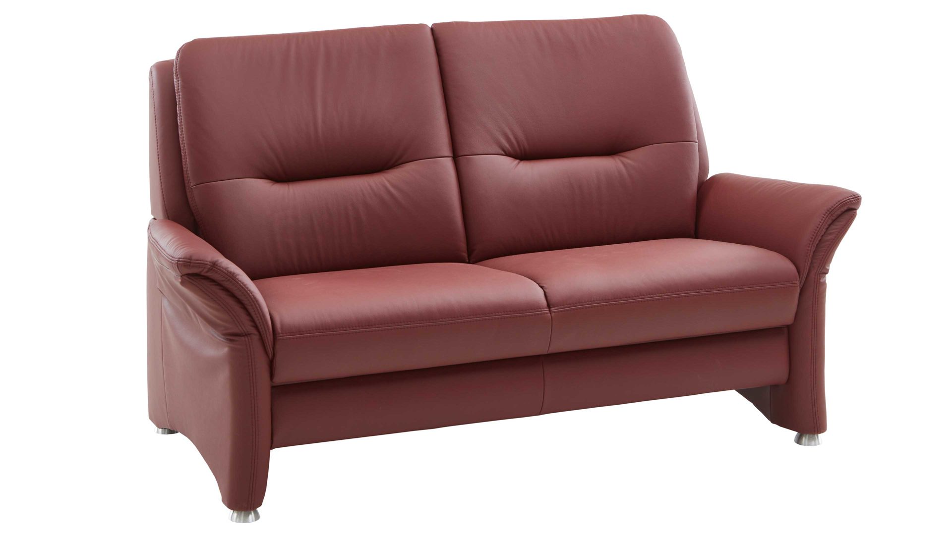 Zweisitzer OrthoSedis aus Leder in Rot OrthoSedis OS-PN1120 - Zweisitzer brombeerfarbenes Leder Torro & Metallfüße - Länge ca. 142 cm