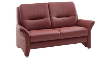 Zweisitzer OrthoSedis aus Leder in Rot OrthoSedis OS-PN1120 - Zweisitzer brombeerfarbenes Leder Torro & Metallfüße - Länge ca. 142 cm