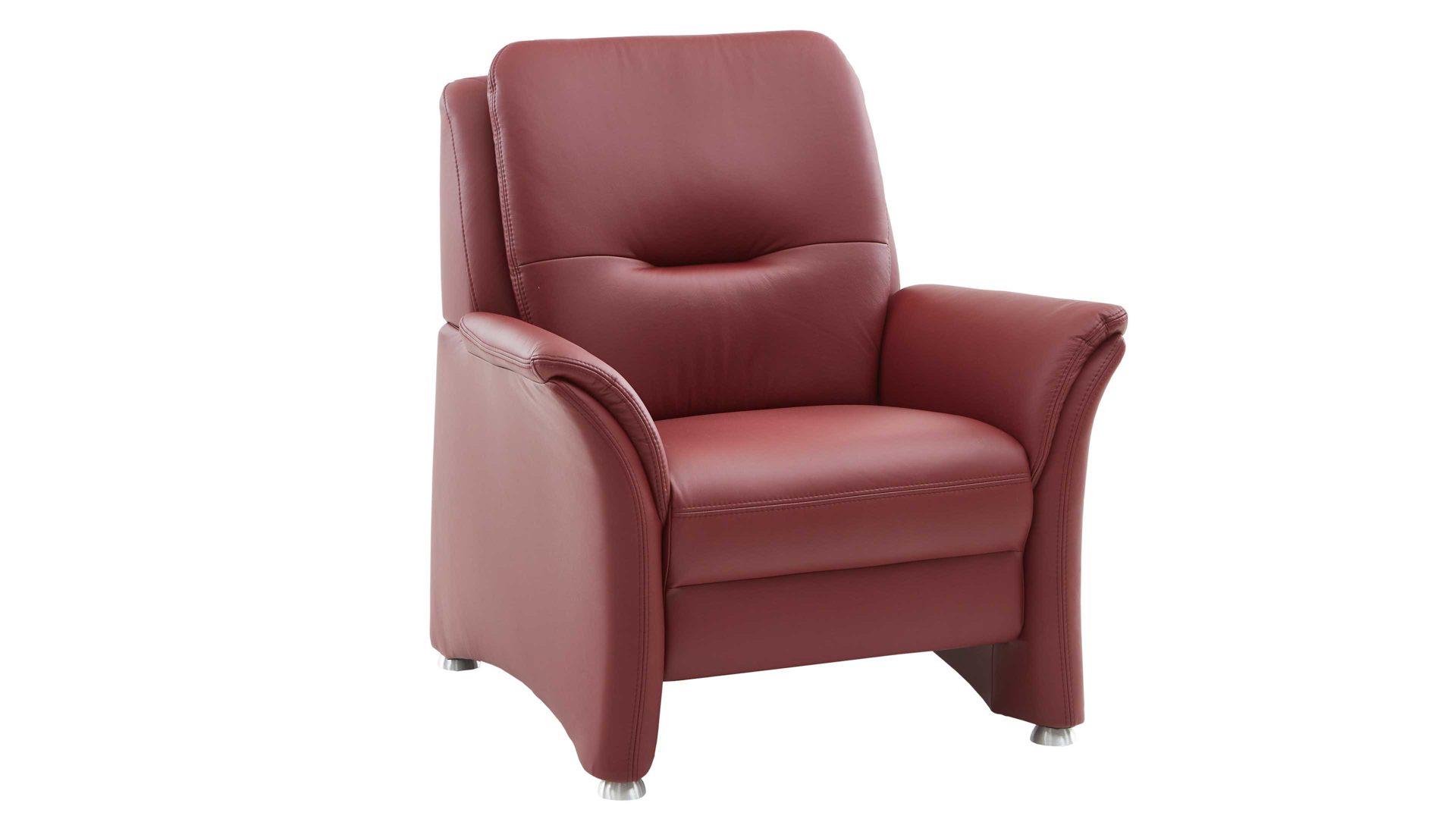 Polstersessel OrthoSedis aus Leder in Rot OrthoSedis OS-PN1120 - Polstersessel brombeerfarbenes Leder Torro & Metallfüße