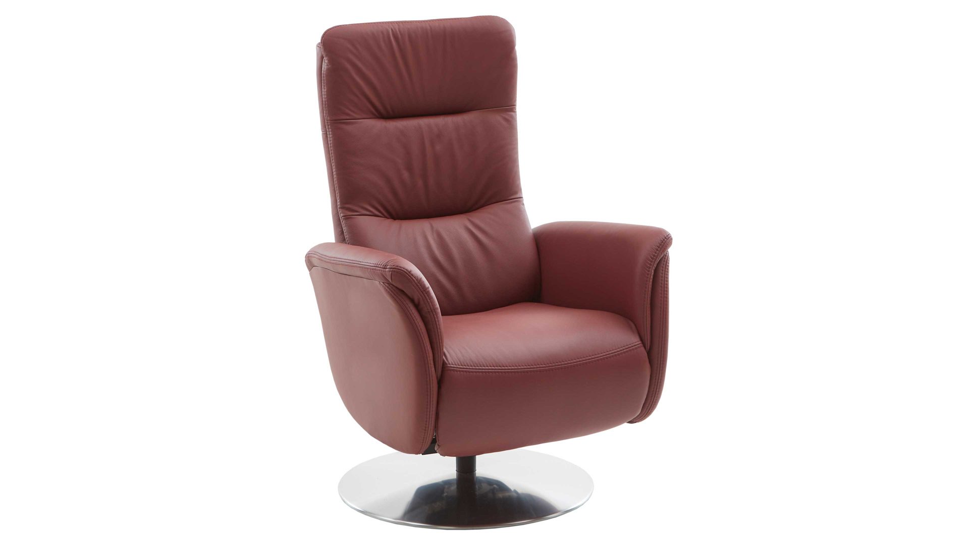 Relaxsessel OrthoSedis aus Leder in Rot OrthoSedis OS-PN1120 - Relaxsessel brombeerfarbenes Leder Torro & Edelstahl-Tellerfuß