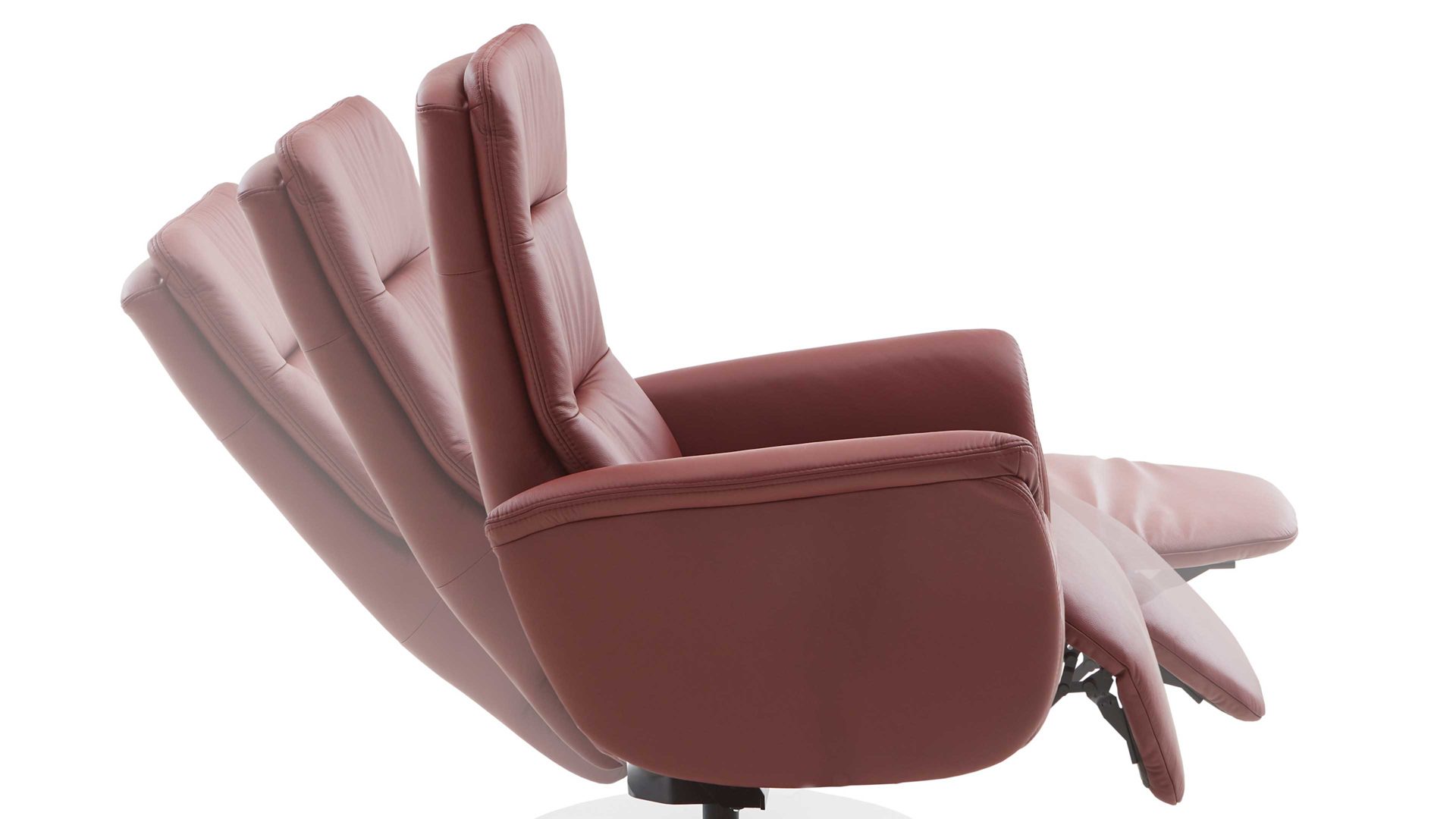 Relaxsessel OrthoSedis aus Leder in Rot OrthoSedis OS-PN1120 - Relaxsessel brombeerfarbenes Leder Torro & Edelstahl-Tellerfuß