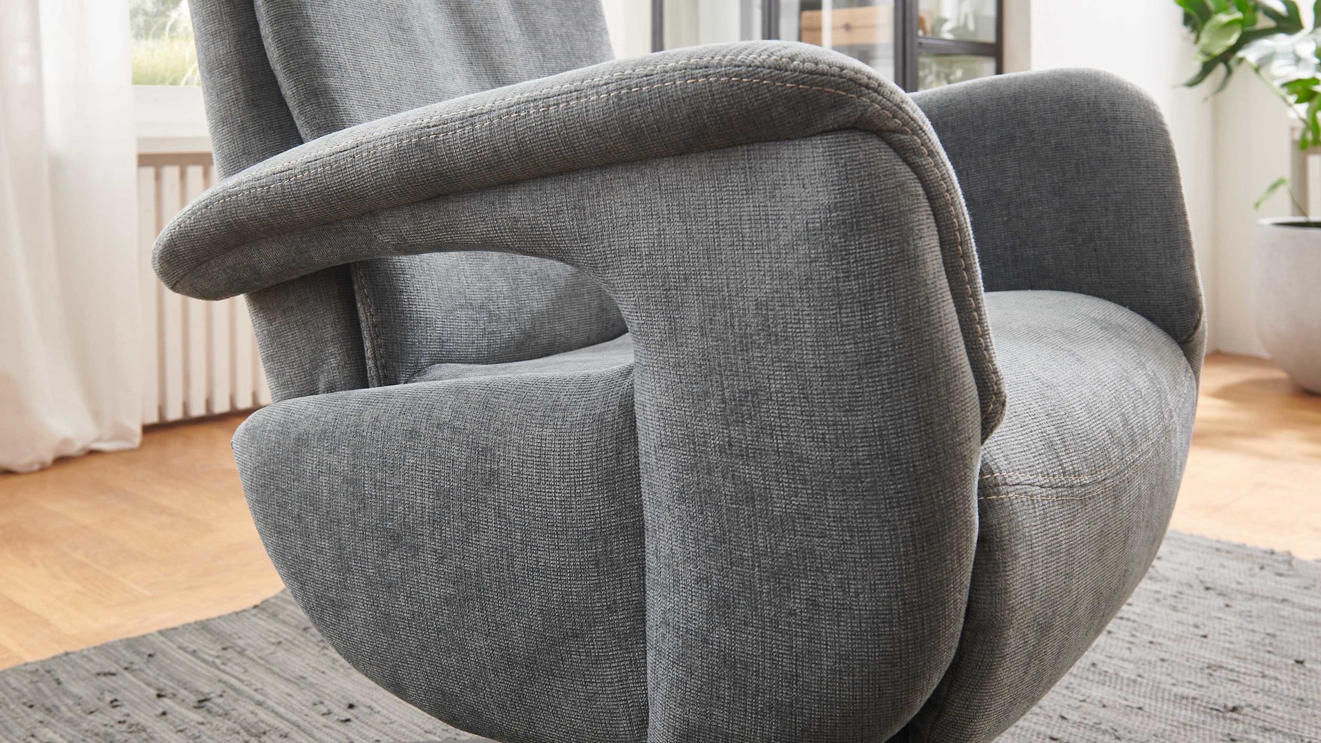 Relaxsessel OrthoSedis aus Stoff in Grau OrthoSedis OS-PP1175 - Relaxsessel stahlfarbener Bezug Milan & schwarzer Alu-Sternfuß