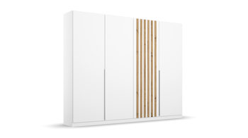 Kleiderschrank Rauch aus Holz in Weiß rauch BLUE Lamella - Drehtürenschrank Alpinweiß & Eiche Artisan - Breite ca. 226 cm