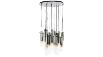 Pendelleuchte Brilliant aus Glas in Schwarz Brilliant Leuchten-Serie Glasini - Hängeleuchte Rauchglas & Metall - Durchmesser ca. 52 cm