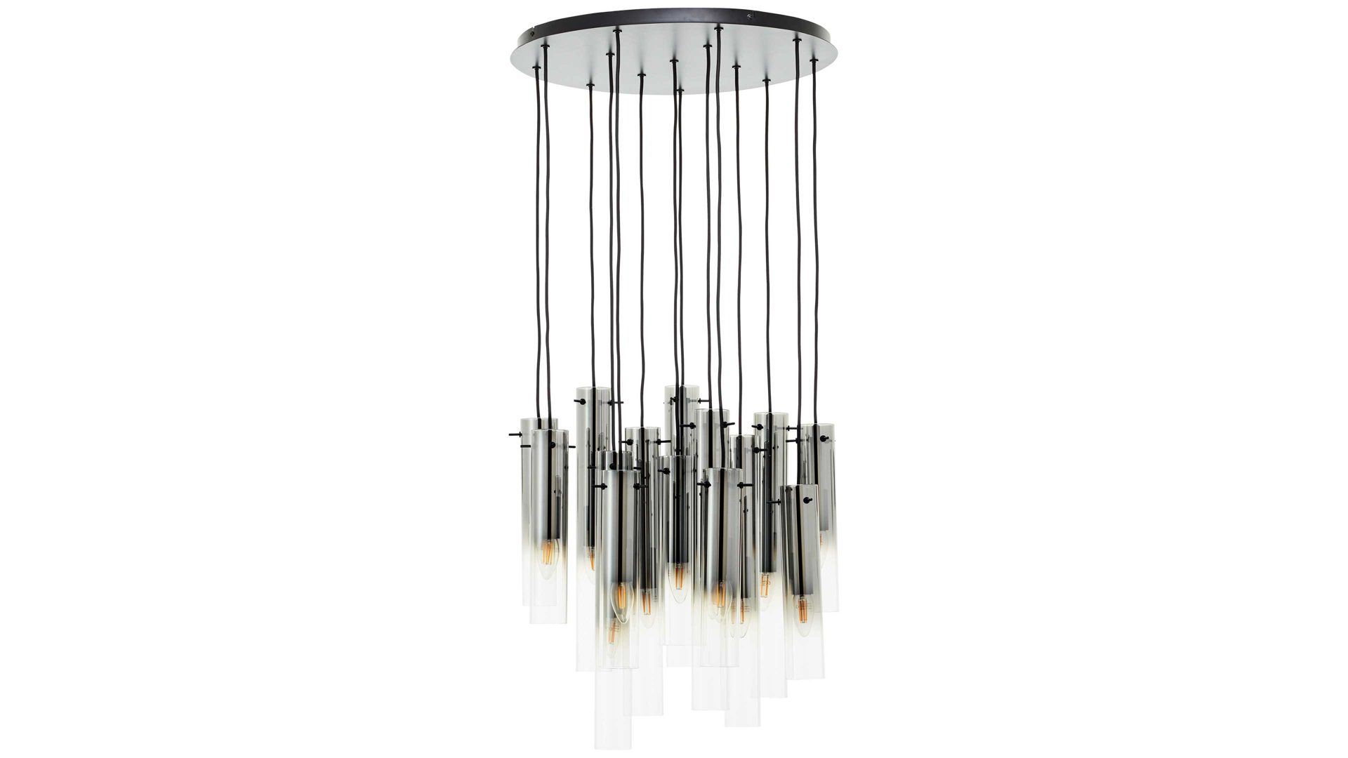 Pendelleuchte Brilliant aus Glas in Schwarz Brilliant Leuchten-Serie Glasini - Hängeleuchte Rauchglas & Metall - Durchmesser ca. 52 cm