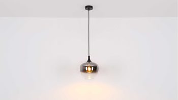Pendelleuchte Globo lighting aus Glas in Schwarz GLOBO Lampe-Serie Maxy - Hängeleuchte Rauchglas & mattschwarzes Metall - Durchmesser ca. 29 cm