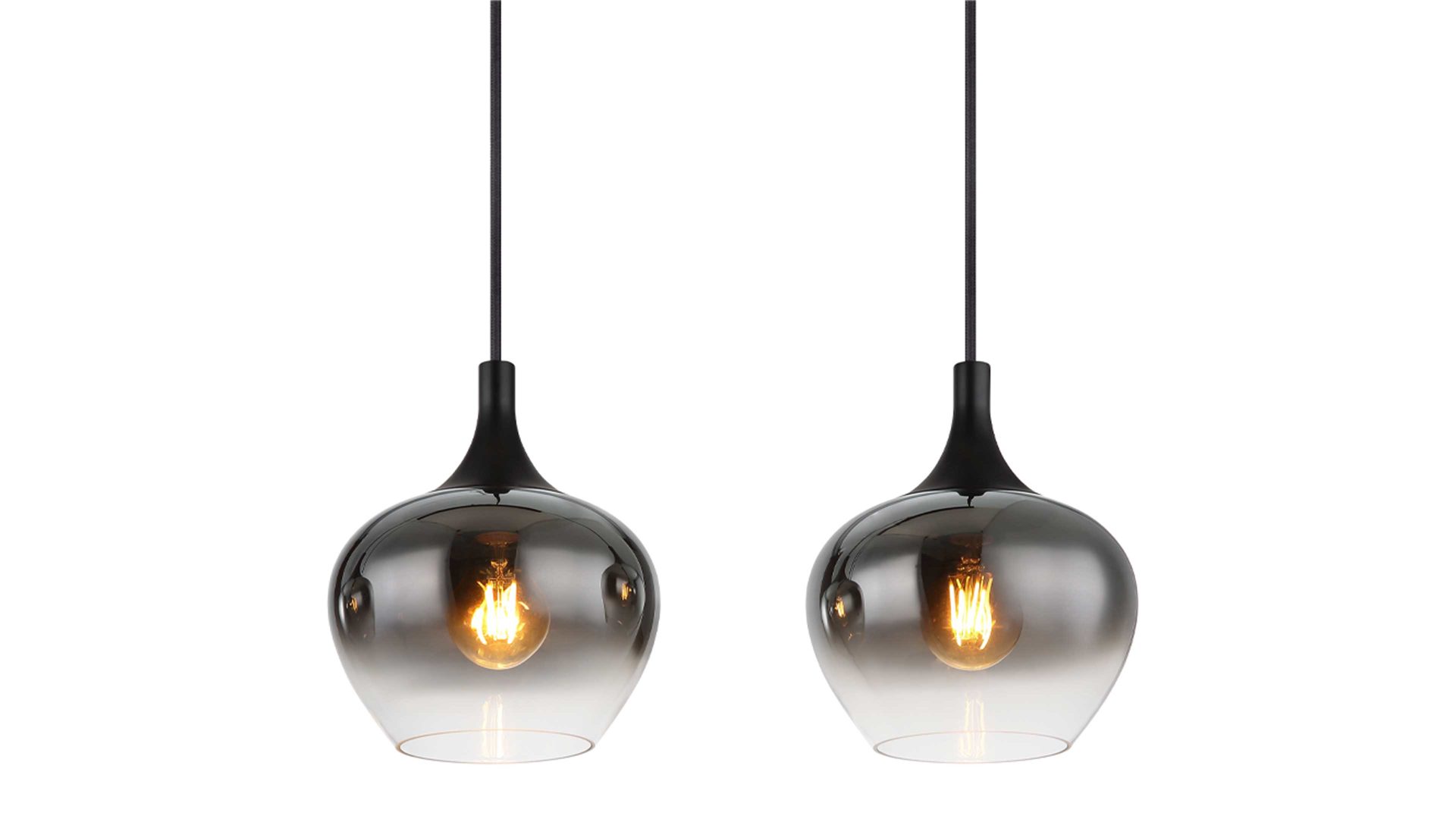 Pendelleuchte Globo lighting aus Glas in Schwarz GLOBO Lampe-Serie Maxy - Hängeleuchte Rauchglas & mattschwarzes Metall - Länge ca. 100 cm
